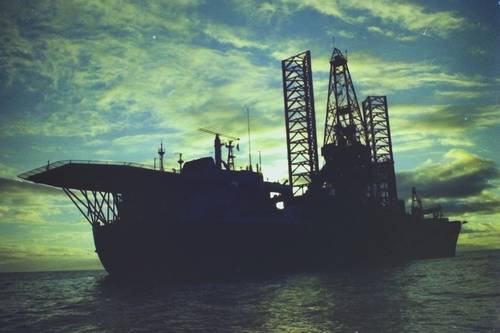 The Glomar Explorer off Maui after the recovery mission. 
Source: Authors photograph
