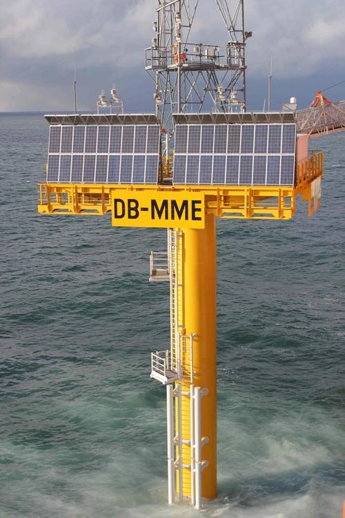 Guide cones were used in the first “human free” installation of met mast tower.