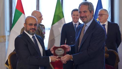 Hamad Al Marar, EDGE’s Managing Director and CEO, and Pierroberto Folgiero, CEO and Managing Director of Fincantieri (Credit: Fincantieri)