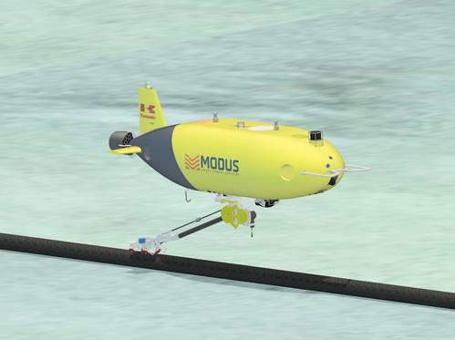 Image Caption: Kawasaki Heavy Industries’ (KHI) SPICE AUV will use tracking, communiciations and navigation technology from Sonardyne on its long-endurance missions. Image from KHI.