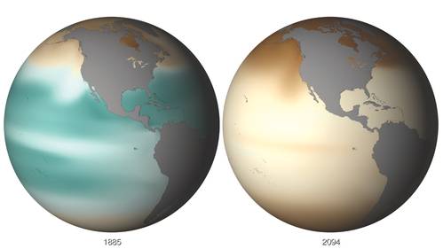 The NOAA View imagery portal provides a single point for experiencing NOAA data from satellites, models and in-situ analyses. The site allows for seamless browse, animate and download capability of high resolution images and Google Earth formatted files. With over 60 datasets (and growing) that go as far back as 1880 and out to 2100, NOAA View provides the ability to see our dynamic planet and how it changes over weeks, months, years and even decades. One example of this change is illustrated in