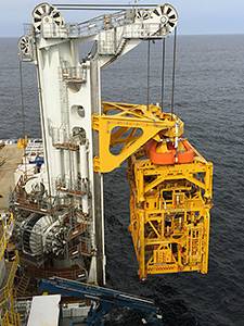 June 2015: Installation work at the Asgard field, with the North Sea Giant vessel.