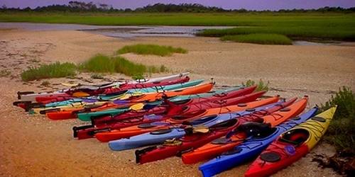 Kayaks on trail beach: Photo courtesy of Sea Coast Paddling Trail