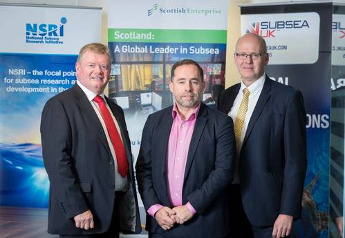 L- R: Tony Laing of NSRI, David Rennie of Scottish Enterprise and Neil Gordon of Subsea UK. (Photo: Subsea UK)