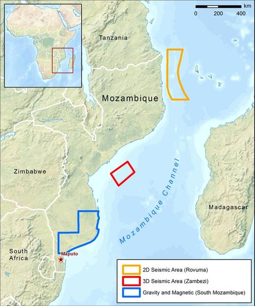 Location map of the CGG multi-client surveys in Mozambique (Image: CGG)