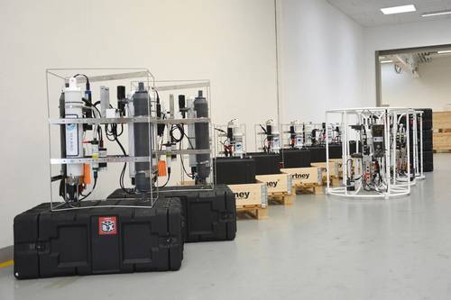 MacArtney’s 12-unit turnkey water sampler solution for the Danish Environmental Protection Agency. Photo: MacArtney
