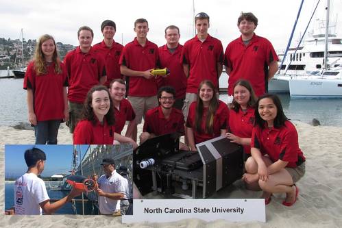 Members of NCSU Robotics Club, Inset - SAS students with AUV (Image: JW Fishers)