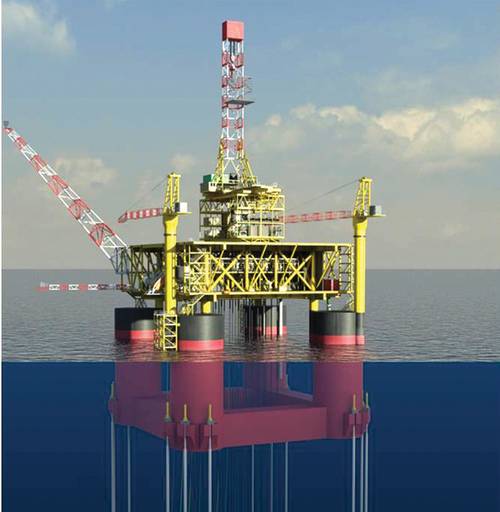 3D Model of TLP Hyundai Heavy Industries (HHI) received a letter of award for a $1.3B order for a floating production unit (FPU) and a $700m order for a tension leg platform (TLP) from Total E&P Congo. HHI will carry out engineering, procurement, supply, construction, and commissioning for the two offshore facilities to be deployed in Moho Nord field, 80 km off Republic of the Congo’s coast. The 14,600-ton vertically moored floating TLP will be used to extract oil and natural gas, and transport