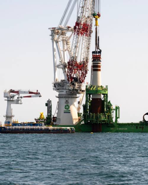 Monopile installation operation at CVOW project (Credit: Dominion Energy)