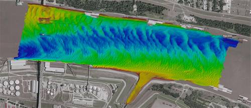 Multibeam bathymetry on the Mississippi River at Baton Rouge  (Photo: Teledyne)