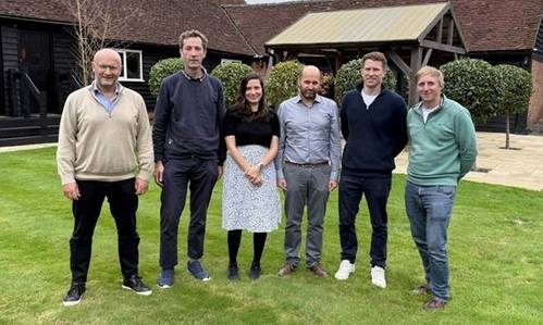 The newly formed TADEK leadership team celebrate at a recent company offsite
(Left to right: Rupert Raymond, Nigel Terry, Daniela Benites Munoz, Pierpaolo Ricci, Andrew French, James Tate – n.b Alastair Berry missing as he was offshore). © TADEK