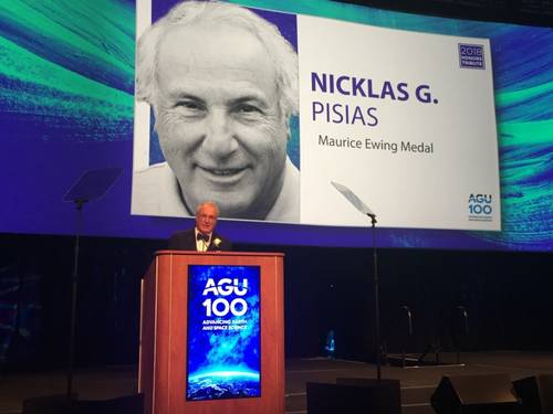 Dr. Nicklas Pisias, a professor emeritus at Oregon State University, is the 2018 recipient of the Maurice Ewing Medal, sponsored jointly by the U.S. Navy and the American Geophysical Union. (Photo courtesy of the AGU)