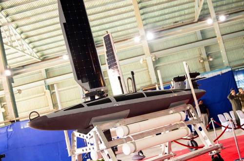 One of four Ocean Aero Triton autonomous underwater and surface vehicles displayed at the Philippine Navy’s Naval Operating Base Subic (Credit: U.S. Embassy in the Philippines)