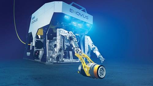 Oceaneering's electric work class eNovus ROV with handheld tooling interface. (Image: Oceaneering)