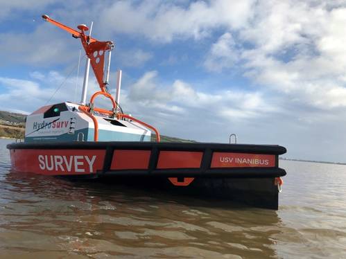 Photo: REAV-40, a multipurpose autonomous surface vehicle for hydrographic and environmental surveying, was developed by Hydrosurv, one of the eleven companies - ©OWGP