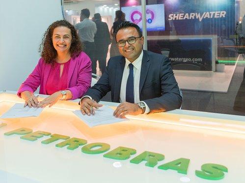 Pictured: Petrobras' Roberta Alves Mendes and Shearwater's Mehul Supawala - Credit: Shearwater GeoServices