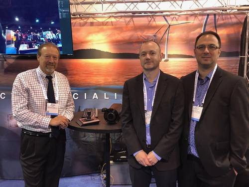 Pictured here at the Sidus booth are (L to R): Leonard Pool, Mark Hopper, VP, and Francis Labonte, both with Montreal-based Vantrix. Look for a feature on the system in a future edition of Marine Technology Reporter magazine. Photo: Greg Trauthwein