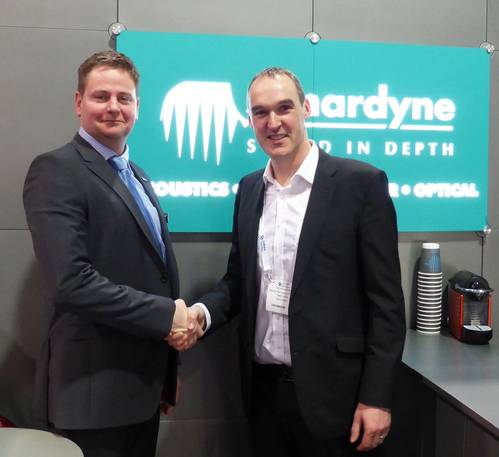 Pictured on the Sonardyne stand at Subsea Expo 2015 in Aberdeen: Phil Middleton, Deputy Managing Director, Seatronics Equipment Rentals (Right), Barry Cairns, VP Sonardyne Europe and Africa (Left) 
