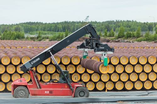 Pipes for Nord Stream 2 gas pipeline in Kotka, Finland (Photo: Gazprom)