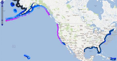 Map of potential ocean wave energy resources (Image: National Renewable Energy Laboratory)