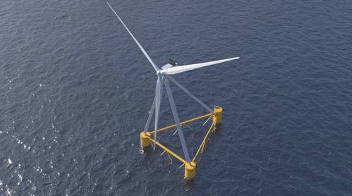 Rendering of X1 Wind's X100 8.5 MW floating wind platform to be deployed in PlemCat, Catalonia, Spain (Credit: X1 Wind)