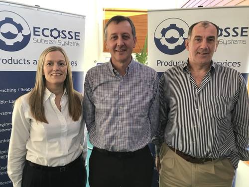 left to right: Ecosse Subsea Systems commercial manager Iain Middleton (center) with operations director Mo Petrie, left, and managing director Mike Wilson (Photo: ESS)