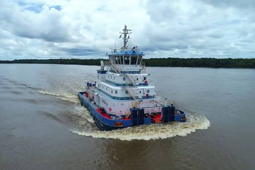 Two new Robert Allan Ltd custom-designed pusher tugs are now being operated along the Amazon River system by Hidrovias do Brasil S.A. (Photo: Robert Allan Ltd)