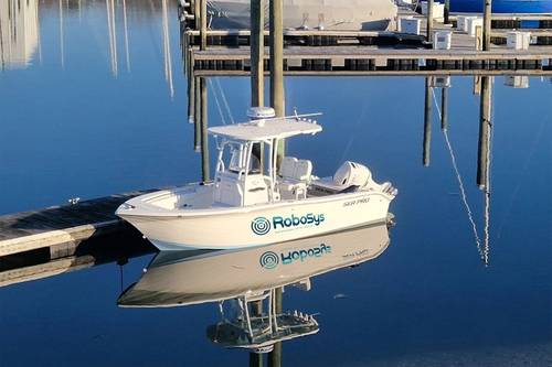 Robosys Automation has unveiled its new autonomous trials boat, "Pioneer," which has been commissioned to deliver testing and sea trials with the VOYAGER AI suite. Credit: Robosys Automation