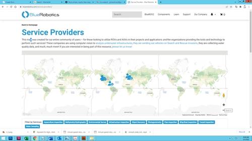 Blue Robotics has been working on a new Service Providers map. Source: Blue Robotics