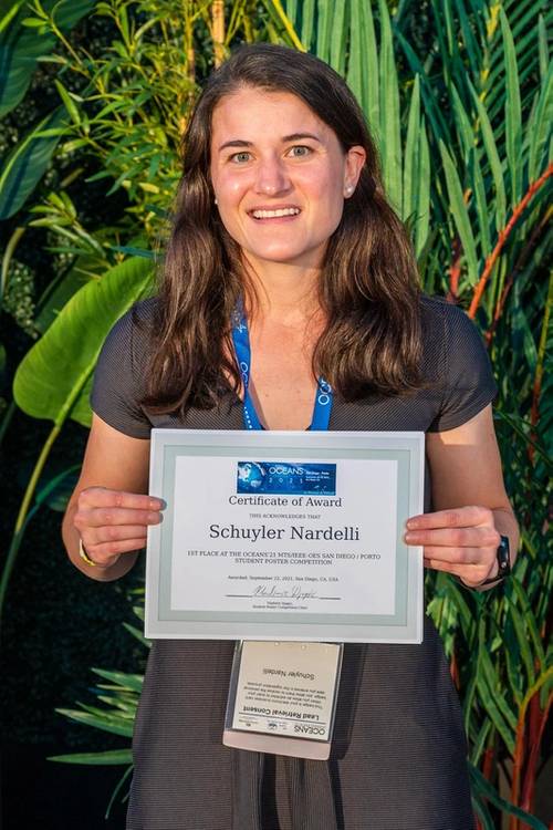 Schuyler Nardelli, Rutgers, won first palace in the 2021 OCEANS Student Poster Competition. Photo courtesy MTS