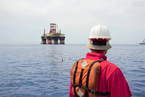 Seaglider with rig in the background - Credit Cyprus Subsea