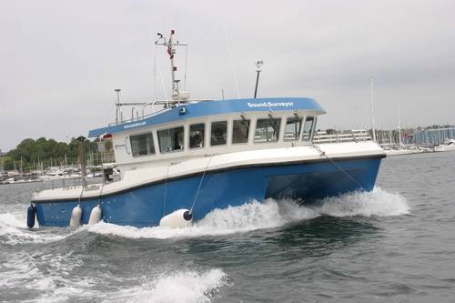Sonardyne’s vessel Sound Surveyor will be operating in the dock, allowing visitors at Ocean Business 2013 to get hands on with Sonardyne’s technologies. Photo: Sonardyne