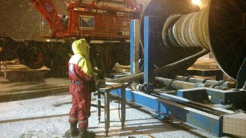 Spooling Wire in Mongstad Base: Photo credit IOS InterMoor
