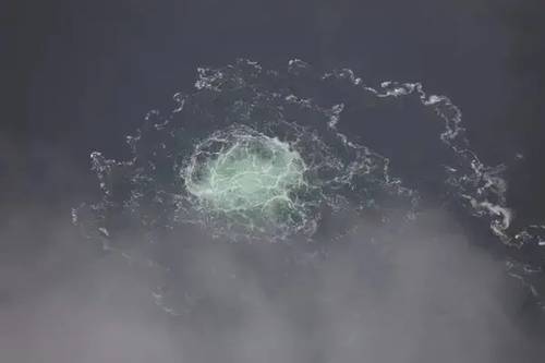 The gas leak from the Nord Stream gas pipeline in September 2022 measured over 950 meters in diameter - Credit: Swedish Coast Guard