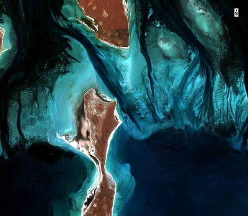 TCarta will deploy machine learning and computer vision techniques to enhance satellite derived bathymetry in the littoral zone. (Image source: Copernicus Sentinel data 2018)