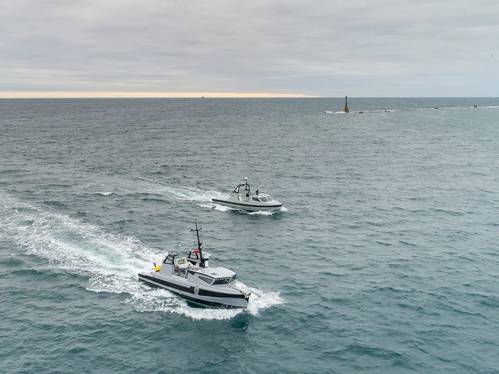 “Two Thales unmanned surface vessels are pictured entering Plymouth Sound for the first time.”
Photo credit: Shaun Roster Photography