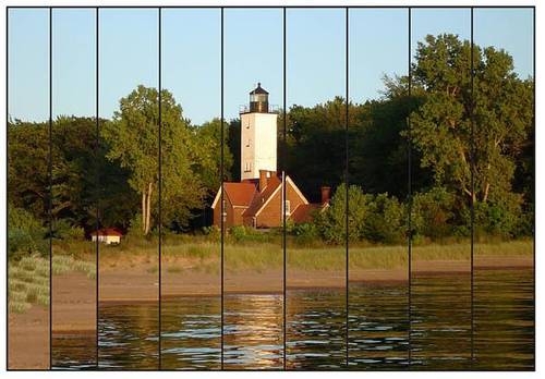 This visualization, using photo bars, shows impacts of rising lake levels at a set location. (Credit: Marty Drabic.)