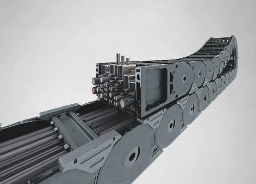 The UNIFLEX-Advanced-System from KABELSCHLEPP Metool is becoming established as a central platform for modern machine solutions. This image shows the UA1775 in the 040 variant with high filling space. © KABELSCHLEPP Metool