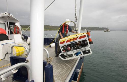 University of Plymouth’s Saab Seaeye ROV launched off their vessel RV Falcon Spirit (Photo: Marine-i)