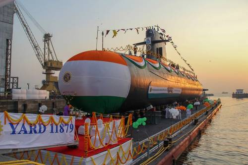 INS Vagir is the fifth P75
Scorpene submarine entirely built by the Indian shipyard Mazagon Dock Shipbuilders Limited (MDL). Photo: Naval Group