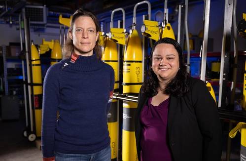 L-R, Dr Veerle Huvenne and Dr Filipa Carvalho. Image courtesy NOC