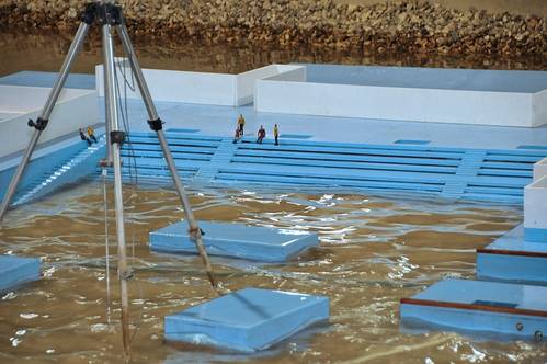 HR Wallingford built a large scale wooden segmented model of the Louvre Abu Dhabi in its Oxfordshire laboratories (Photo: HR Wallingford)