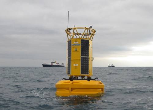 Weather buoy E1 off south-west England. Photo courtesy of Plymouth Marine Laboratory.