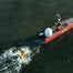 The Fugro Blue Essence uncrewed surface vehicle retrieves the Fugro Blue Volta electric remotely operated vehicle in the North Sea on March 3, 2022. Credit: Fugro
