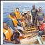 Left to right: 1) UBC Zoology and Malawi Department of Fisheries researchers after successful
AZFP deployment in Lake Malawi. 2) AZFP recovered after 13 days. 3) Dissolved oxygen profile (0-250 m) with fish-school detections. Grey lines show daily C. edulis layer depths; red line shows the mean detection depth. © ASL