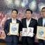 Tatsuya Shimomura, General Manager of NYK’s Akita Branch; Hiroyuki Oimatsu, Mayor of Daisen City; Hiroyuki Sato, President and CEO of Venti Japan Inc. © NYK