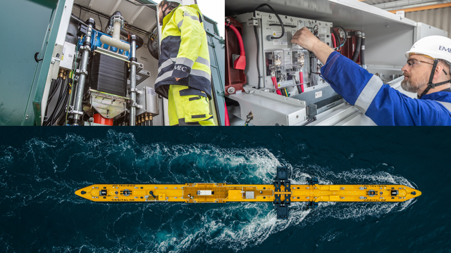 The 3-in-1 system trial integrated tidal energy with vanadium flow batteries and a hydrogen electrolyser (Photo credits: EMEC, Orbital Marine Power)