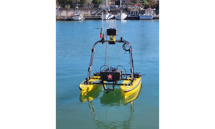 EdgeLab's USV_EL CAT, an autonomous surface vehicle designed to collect, process and transmit critical information. Credit: EdgeLab S.p.A.