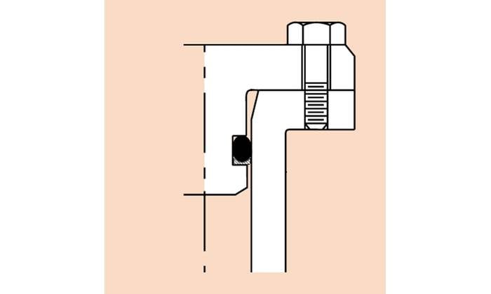 Figure 1. An o-ring is shown in a radial groove with the endcap secured. Note the use of a back-up ring and lead-in chamfers. (Image courtesy Parker Hannifin, adapted by the author for this article)