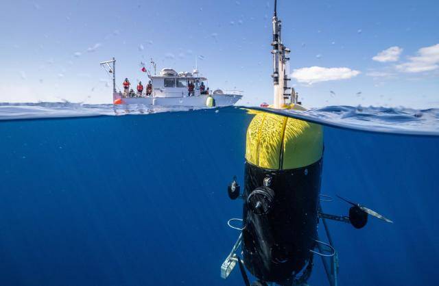 A large robot, loaded with sensors and cameras, designed to explore the ocean twilight zone. Marine Imaging Technologies, LLC © Woods Hole Oceanographic Institution
